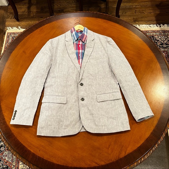 J Crew Thompson Slim 100% Linen Light Gray Blazer Size 42 - Picture 5 of 14